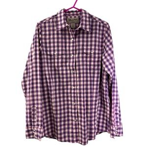 Vintage 80s Wrangler Wrancher Western Shirt Pink Blue Plaid Pearl Snap Women’s M